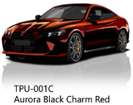 TPU-001C MONSTERSHIELD Aurora Black Charm Red 200мкм антигравийная плёнка ш.1.52 д.15м/п объем рулона 22,8м2 (Отрез)