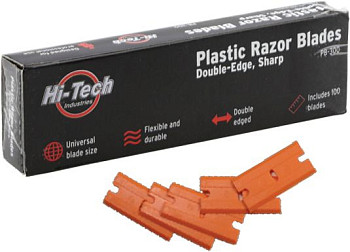 Лезвия для зачистки пластиковые HTI Plastic Double Edge Razor Blades 100шт./упак. Hi-TECH PB300
