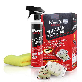 Wavex Clay Bar Cleaning Kit Набор для очистки кузова: глина, микрофибровое полотенце, лубрикант CLB KIT