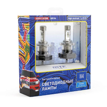 Светодиодные лампы для ПТФ MTF Light, серия Night Assistant, 5500K, H4, компл/2шт